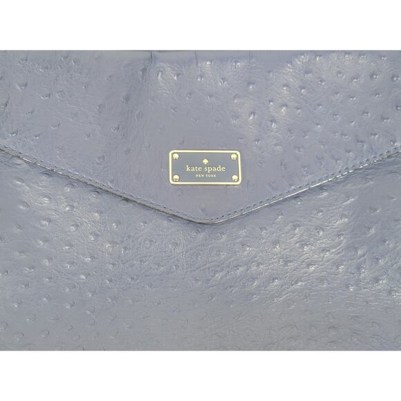 Kate Spade Elegant Halsey La Vita Blue Ostrich Cow Leather Tote Shoulder Bag‎ - Picture 3 of 16
